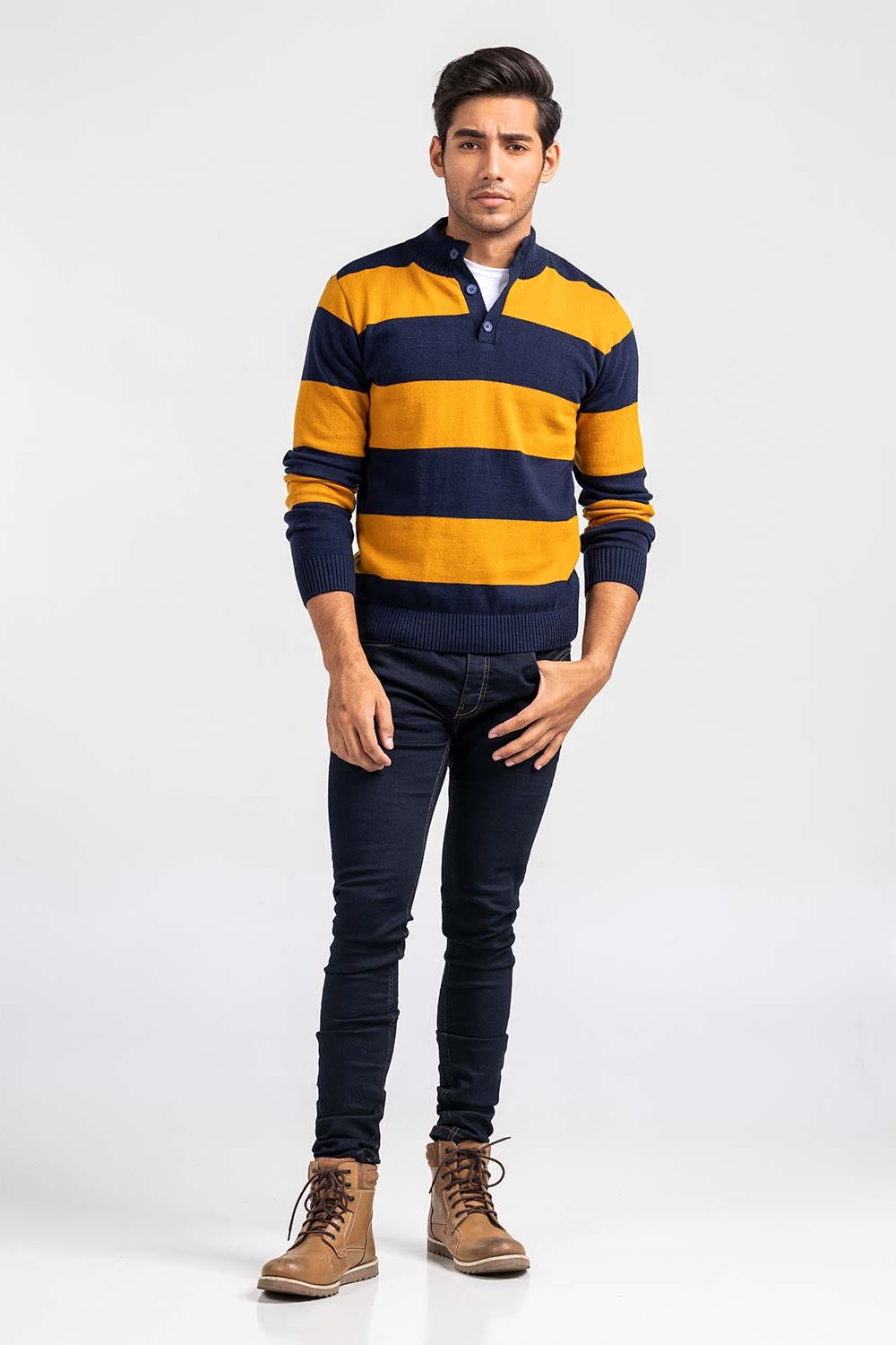 Mustard Navy Fashion Sweater FS-SWT-FD-372-01