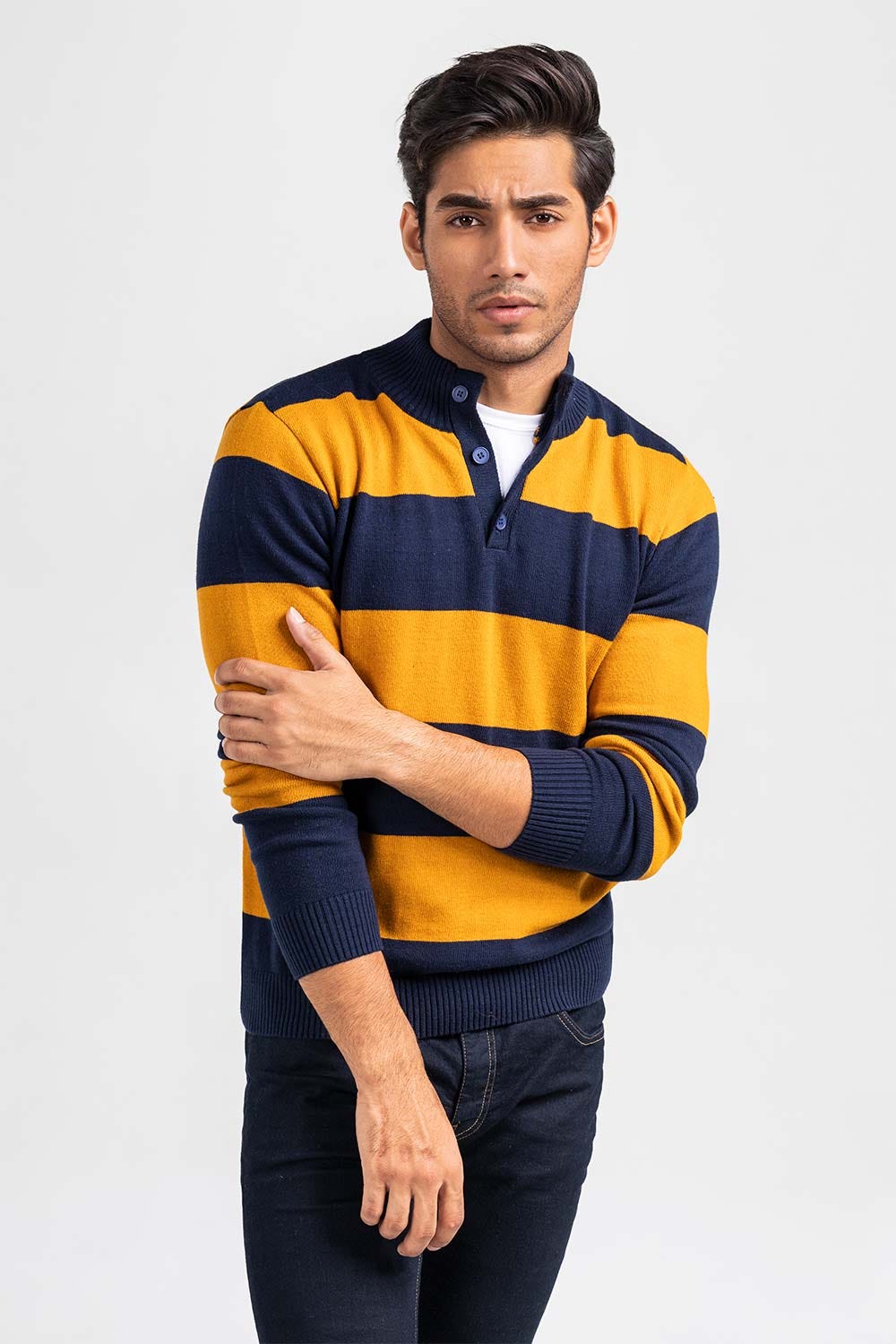 Mustard Navy Fashion Sweater FS-SWT-FD-372-01