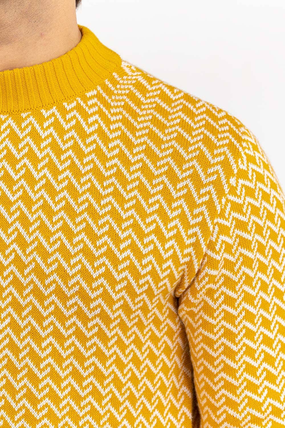 Mustard Pattern High Neck Sweater SWT-FFSHN22-164