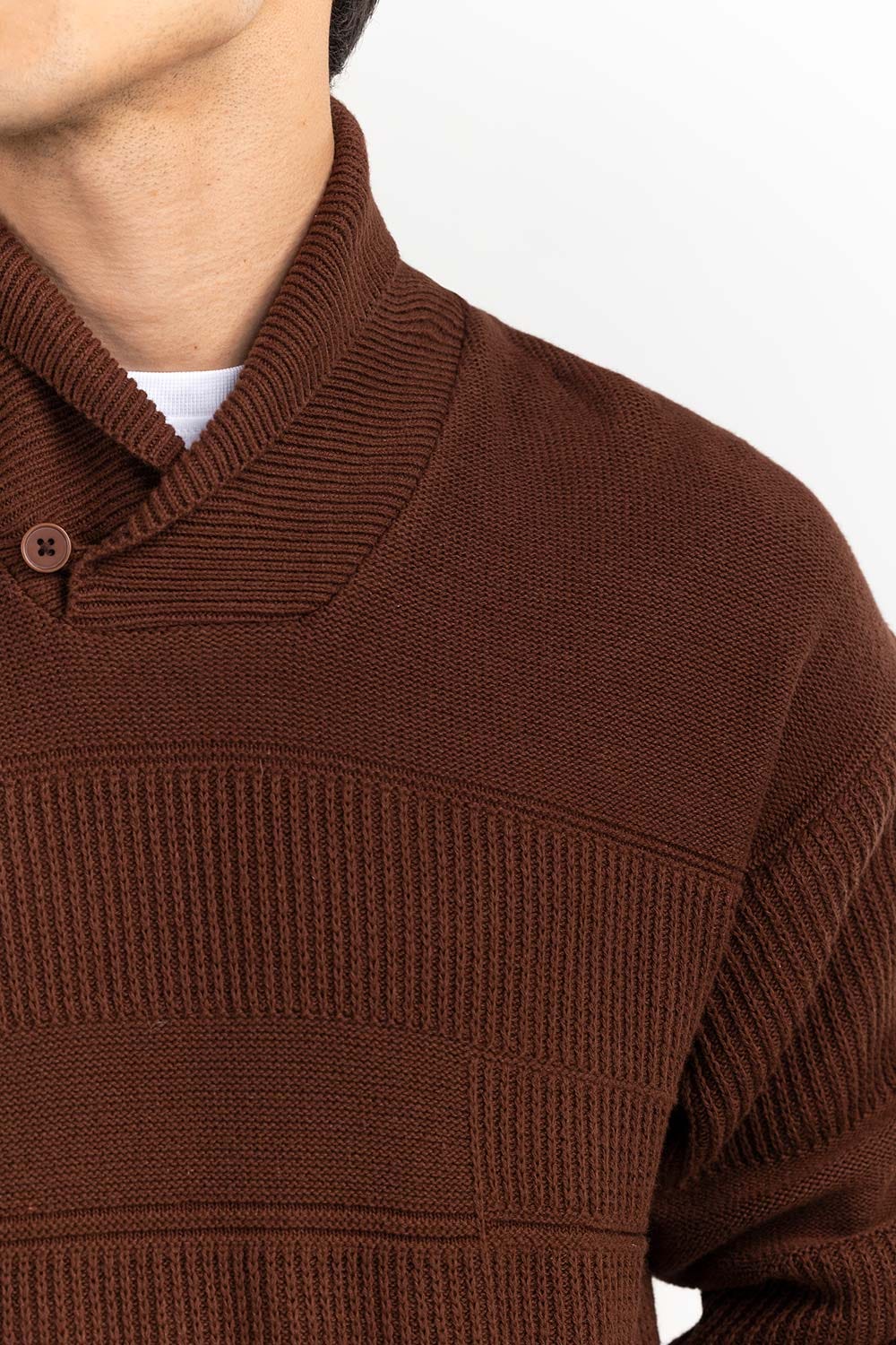 Mustard Textured Shawl Collar Sweater SWT-FFSSC22-168