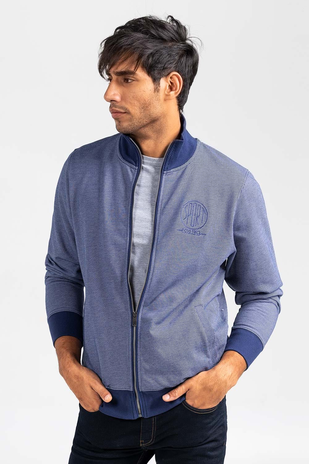 Navy-Grey Mock Neck Zipper Jacket JKT-MNZ-82-02