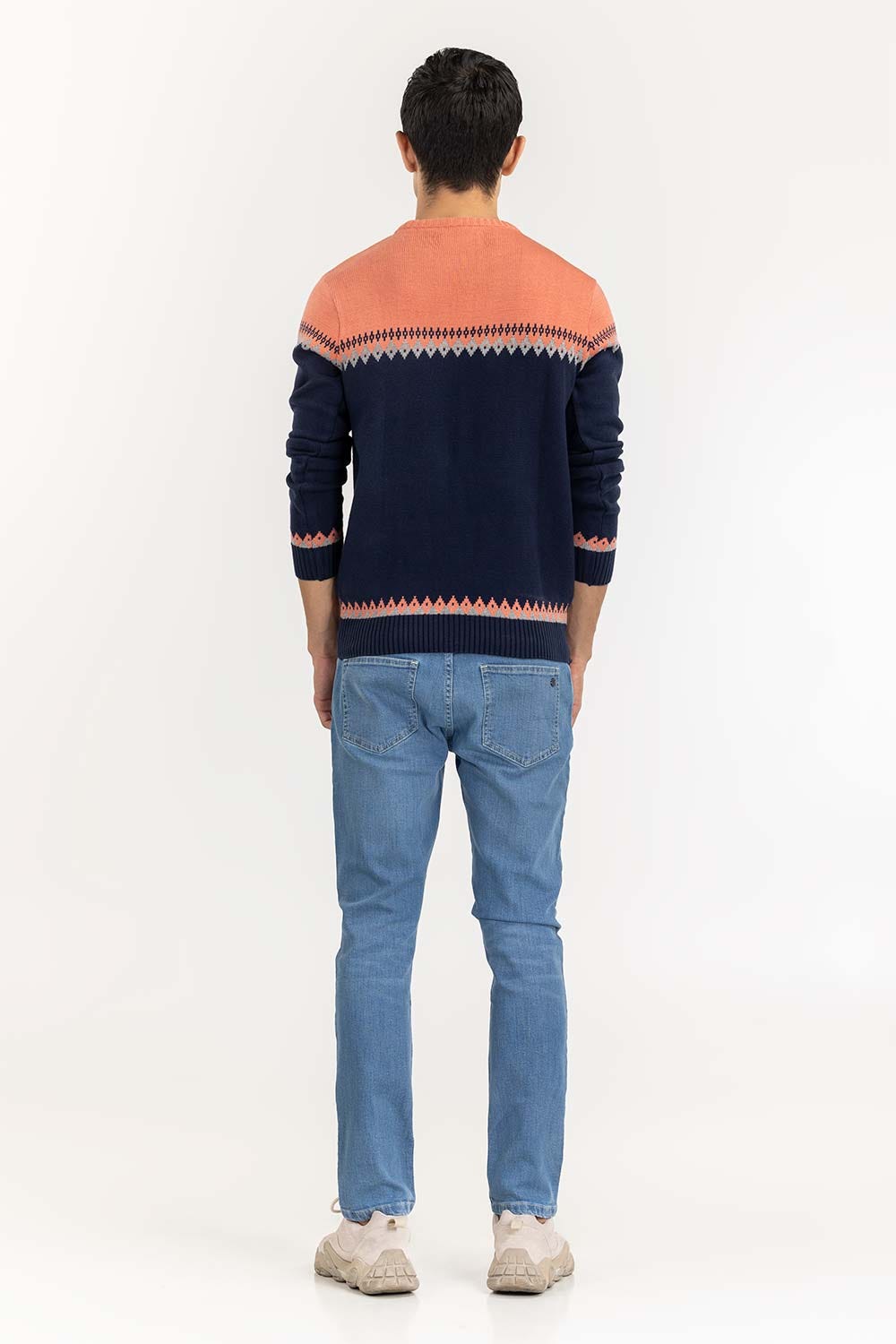 Navy-Grey Navajo Crew Neck Sweater SWT-FFSTN22-134