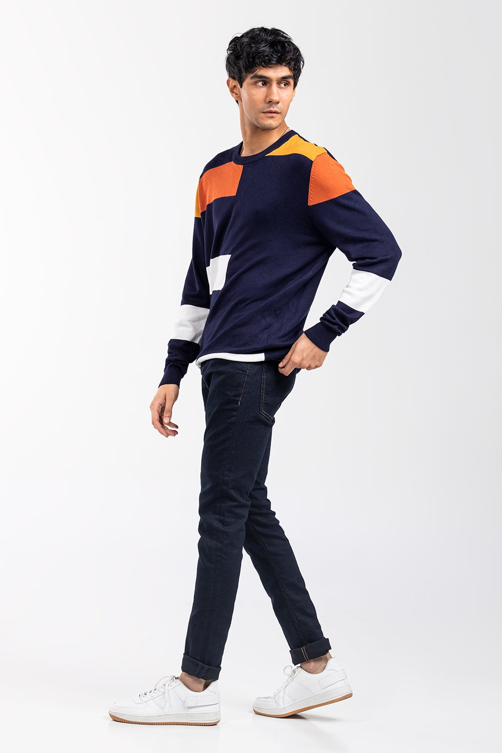 Navy-Mustered Fashion Sweater FS-SWT-VPN-FD-432-01