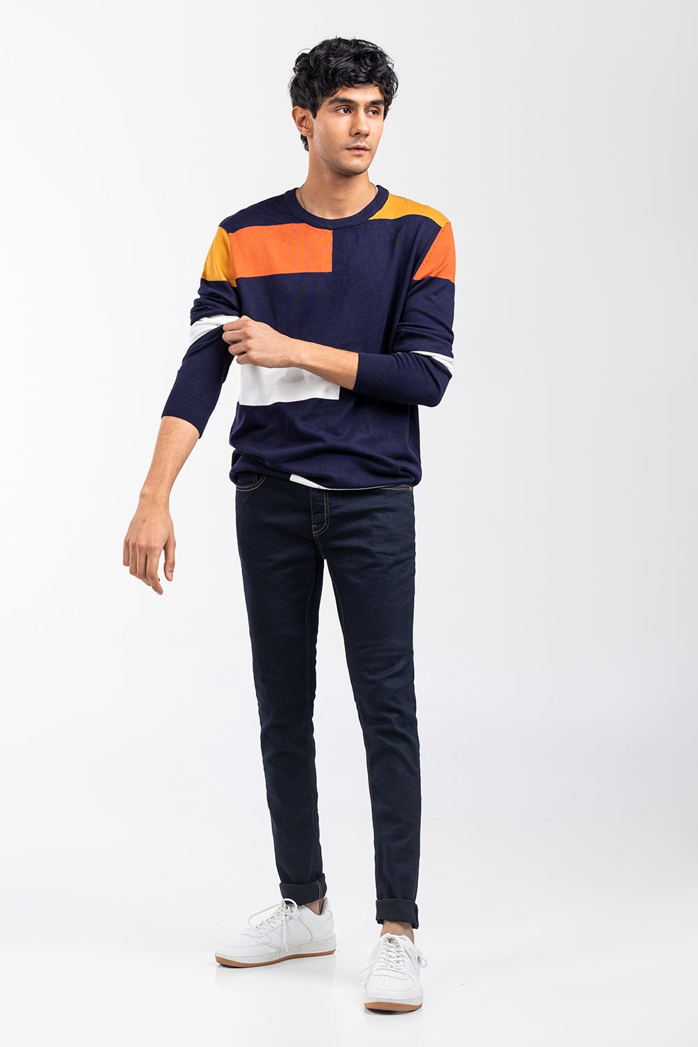 Navy-Mustered Fashion Sweater FS-SWT-VPN-FD-432-01