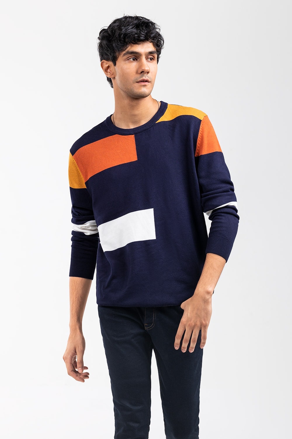 Navy-Mustered Fashion Sweater FS-SWT-VPN-FD-432-01