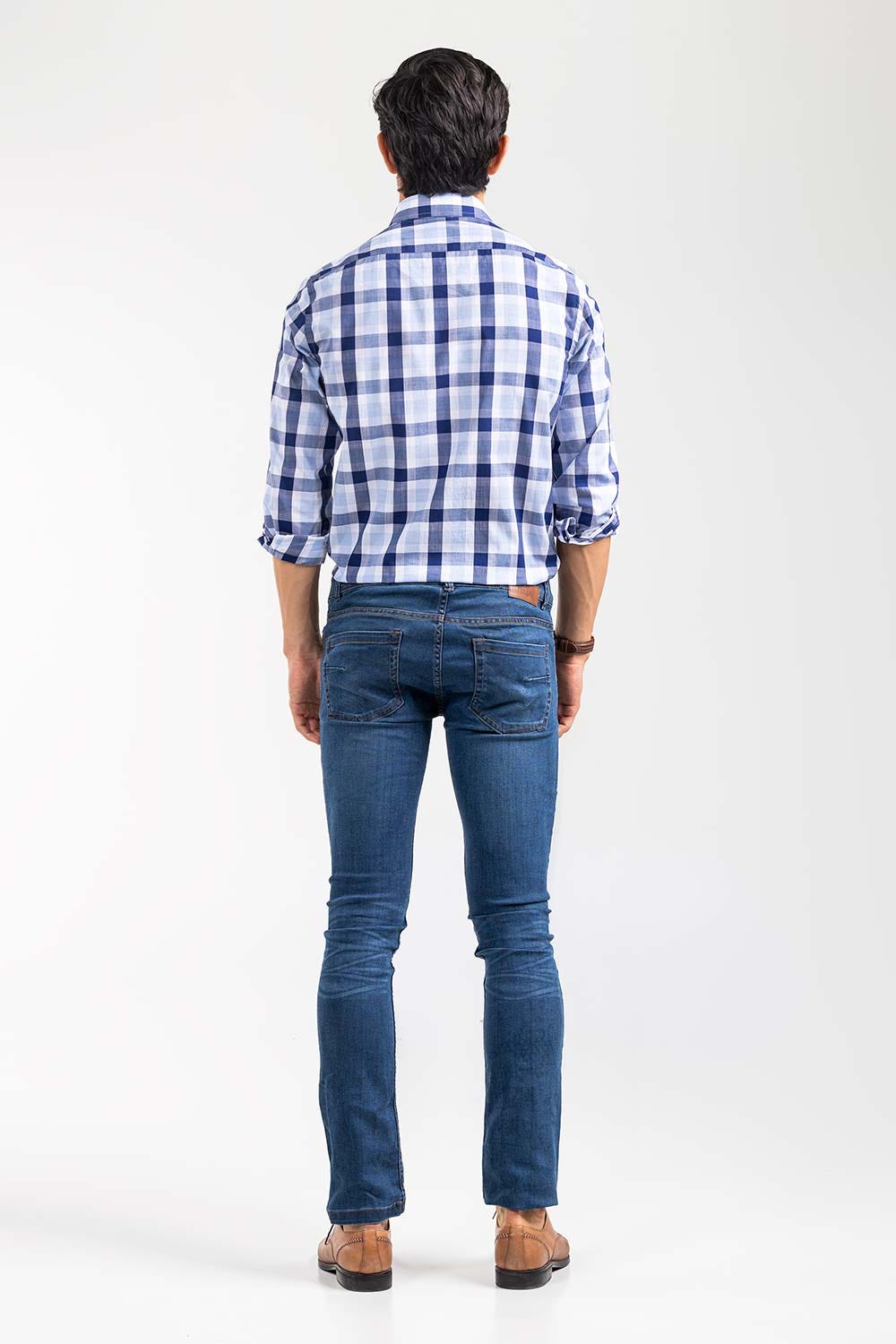 Navy-White Checkered Smart Casual Shirt CM-YD-2899 SC