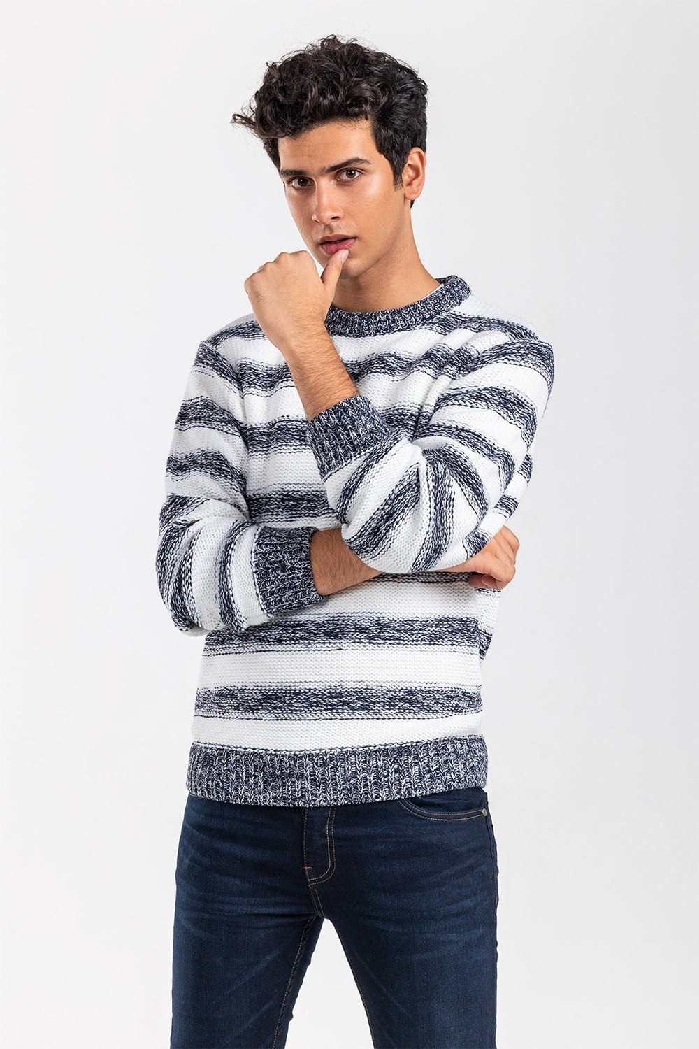 Navy-White Fashion Sweater FS-SWT-ACR-FD-426-01