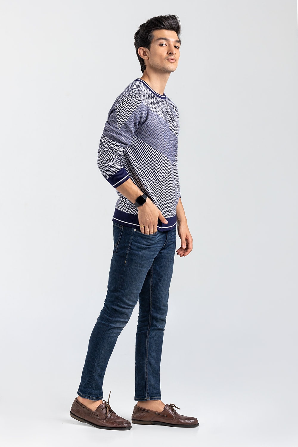 Navy-White Fashion Sweater FS-SWT-VPN-FD-411-01