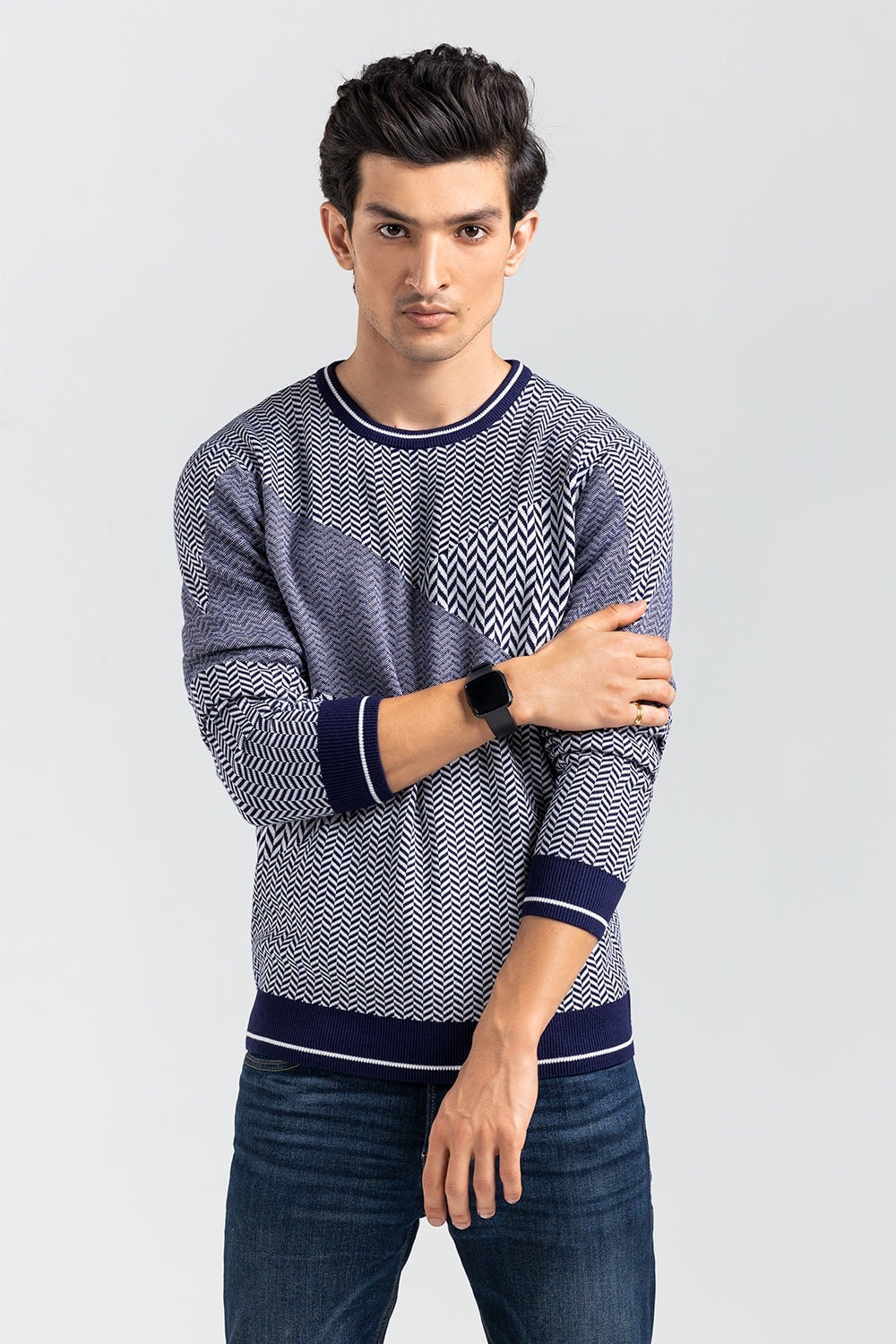 Navy-White Fashion Sweater FS-SWT-VPN-FD-411-01