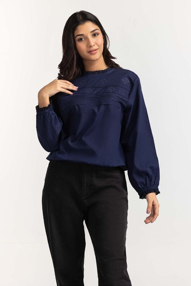 Navy Basic Blouse 231-217-078