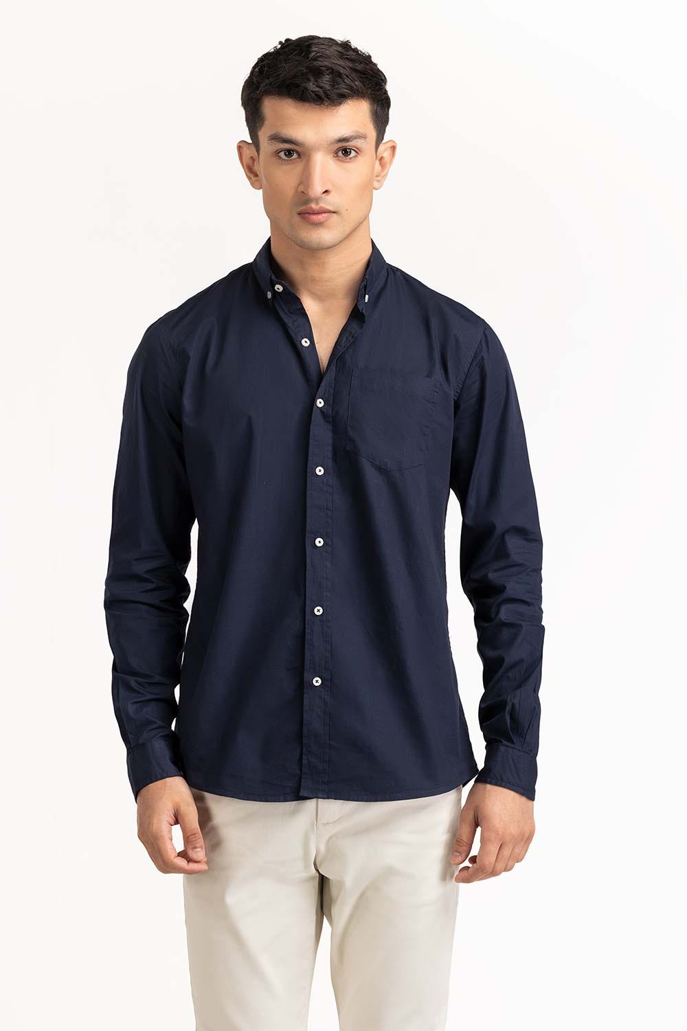 Navy Basic Casual Shirt 224-117-041