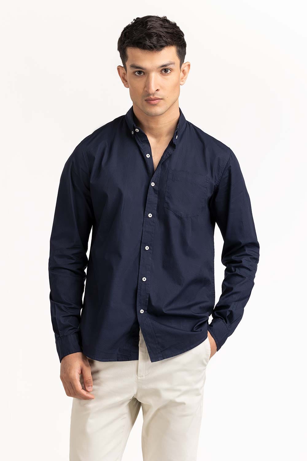 Navy Basic Casual Shirt 224-117-041