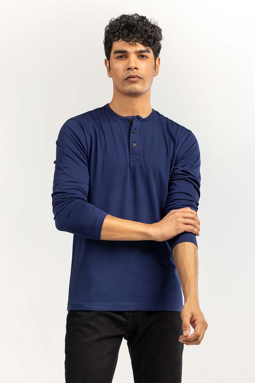 Navy Basic Henley T-Shirt FS-HEN-SIG-D027