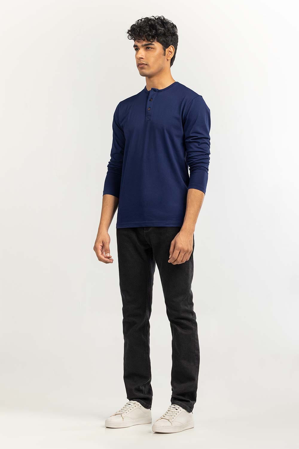 Navy Basic Henley T-Shirt FS-HEN-SIG-D027