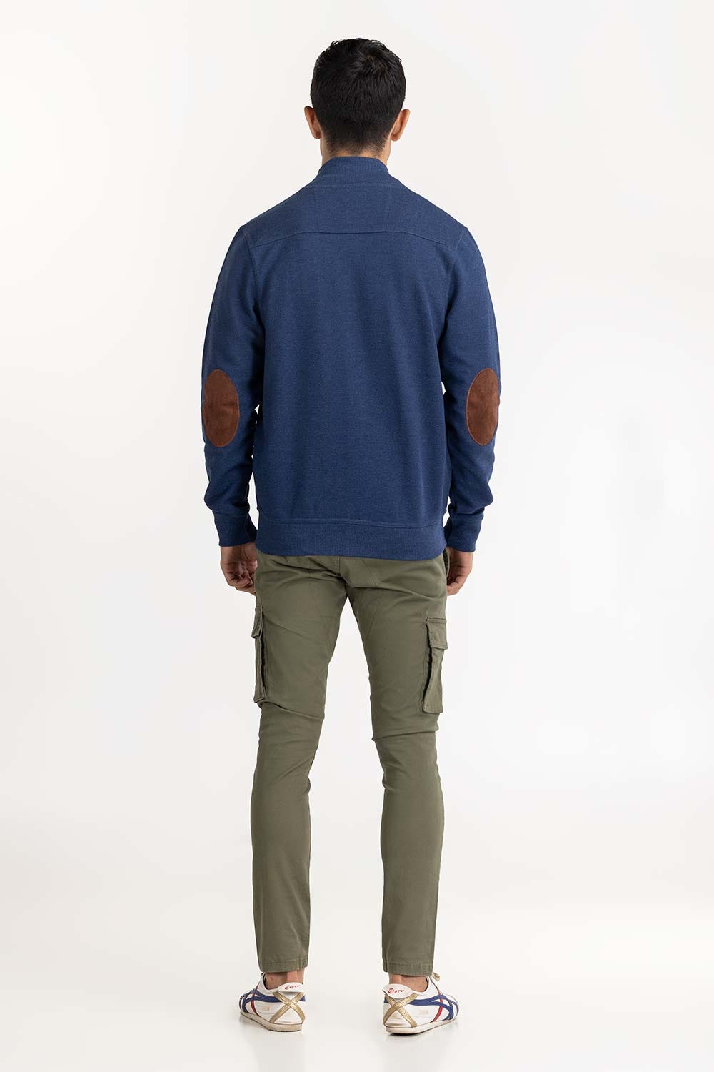 Navy Basic Knitted Mock Neck Zipper Jacket JKT-KNTMNZ22-012