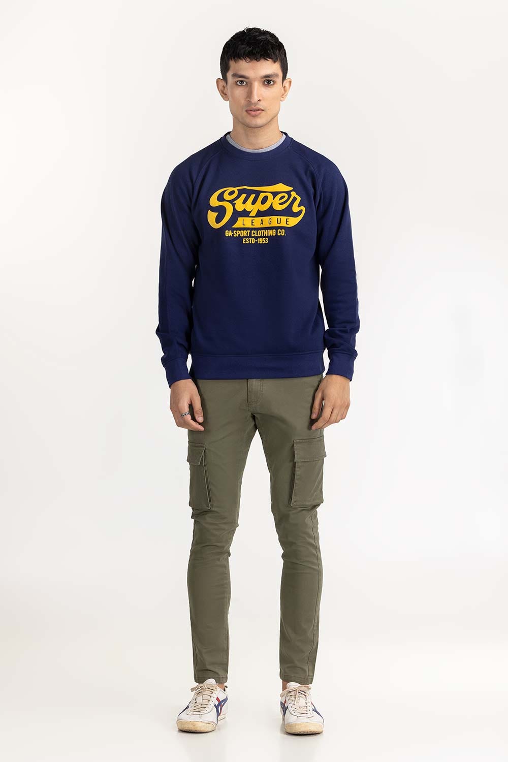 Navy Basic Mock Neck Sweat Shirt SWS-F22-021
