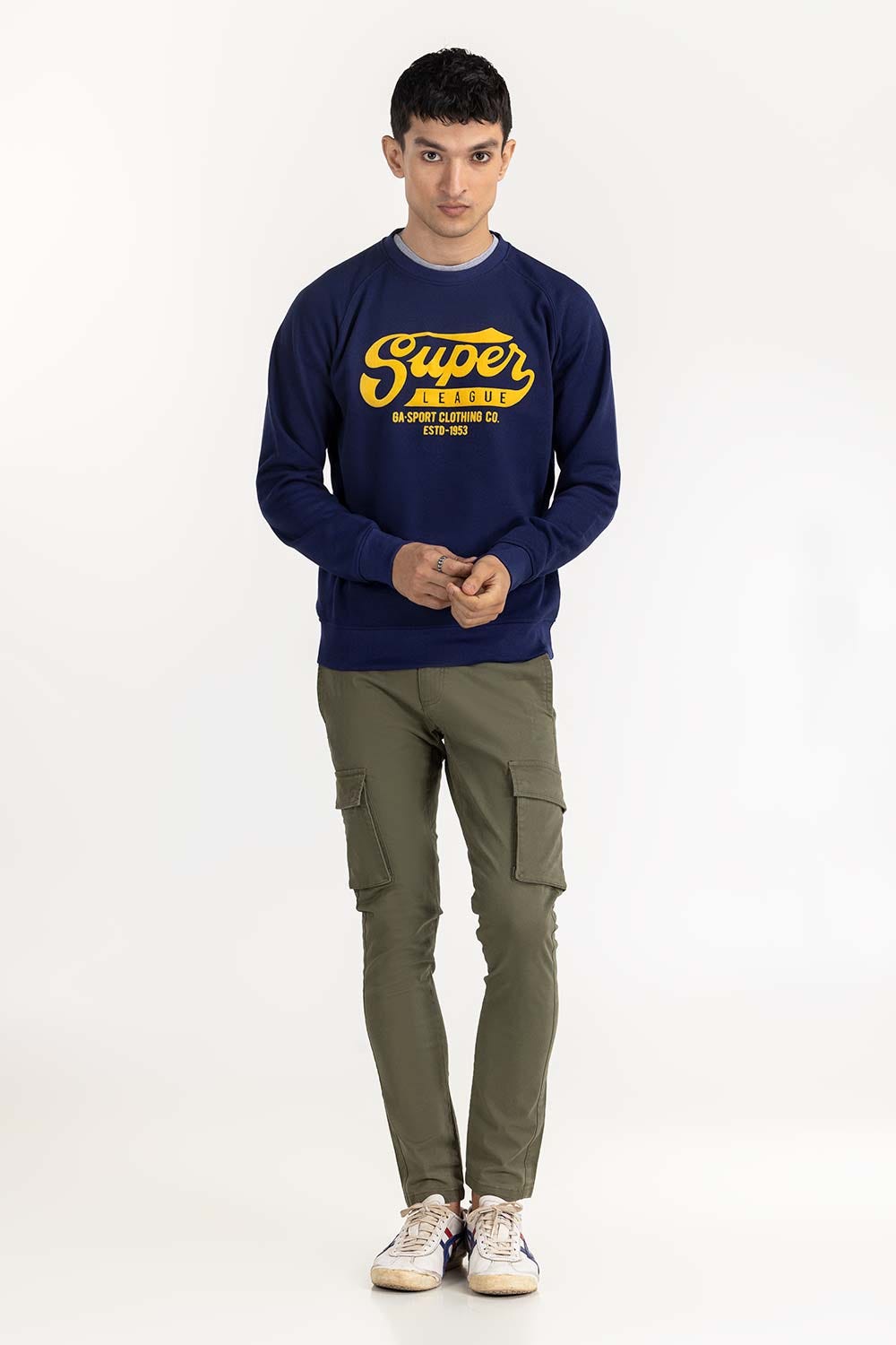 Navy Basic Mock Neck Sweat Shirt SWS-F22-021