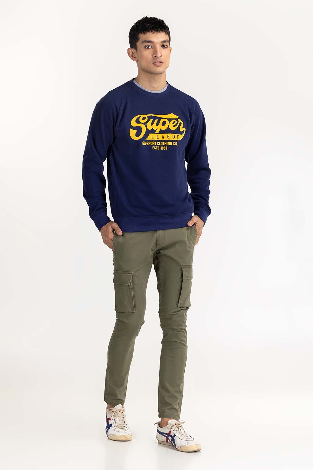 Navy Basic Mock Neck Sweat Shirt SWS-F22-021