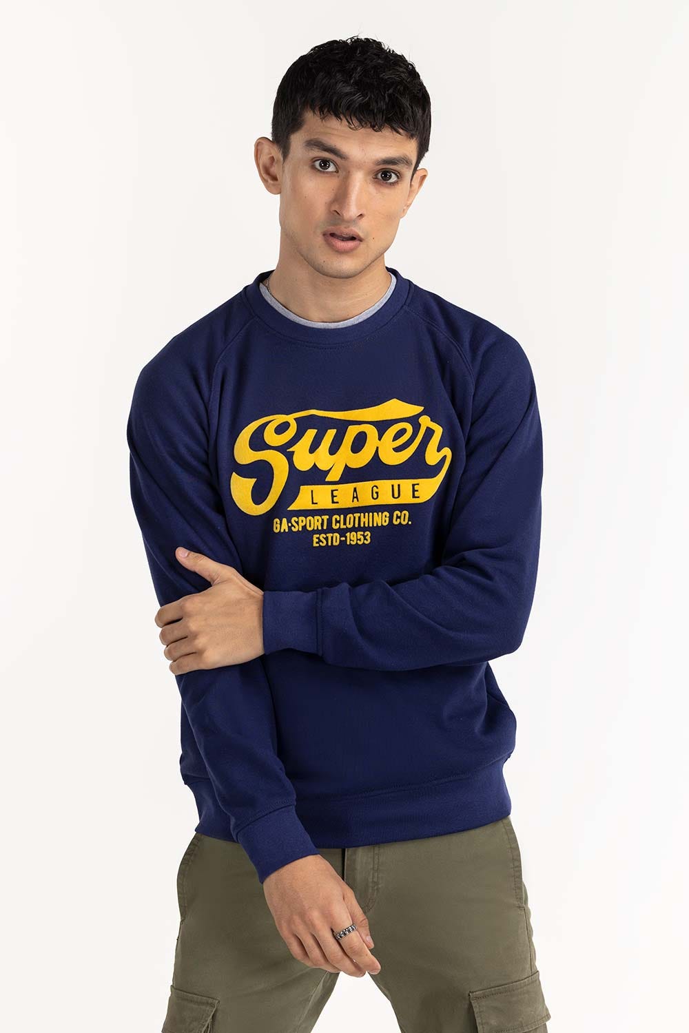 Navy Basic Mock Neck Sweat Shirt SWS-F22-021