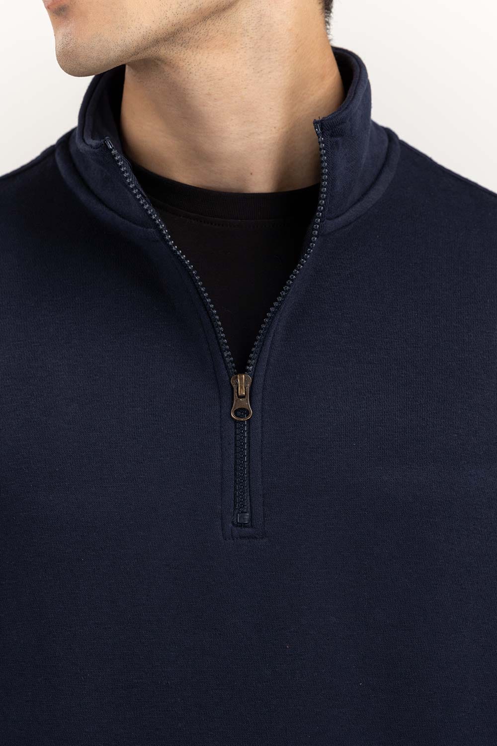 Navy Basic Quarter Zip SweatShirt JKT-KNTMNZ22-090