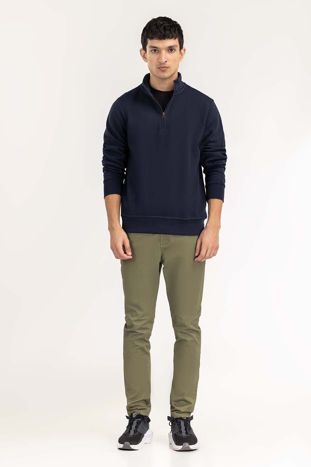 Navy Basic Quarter Zip SweatShirt JKT-KNTMNZ22-090