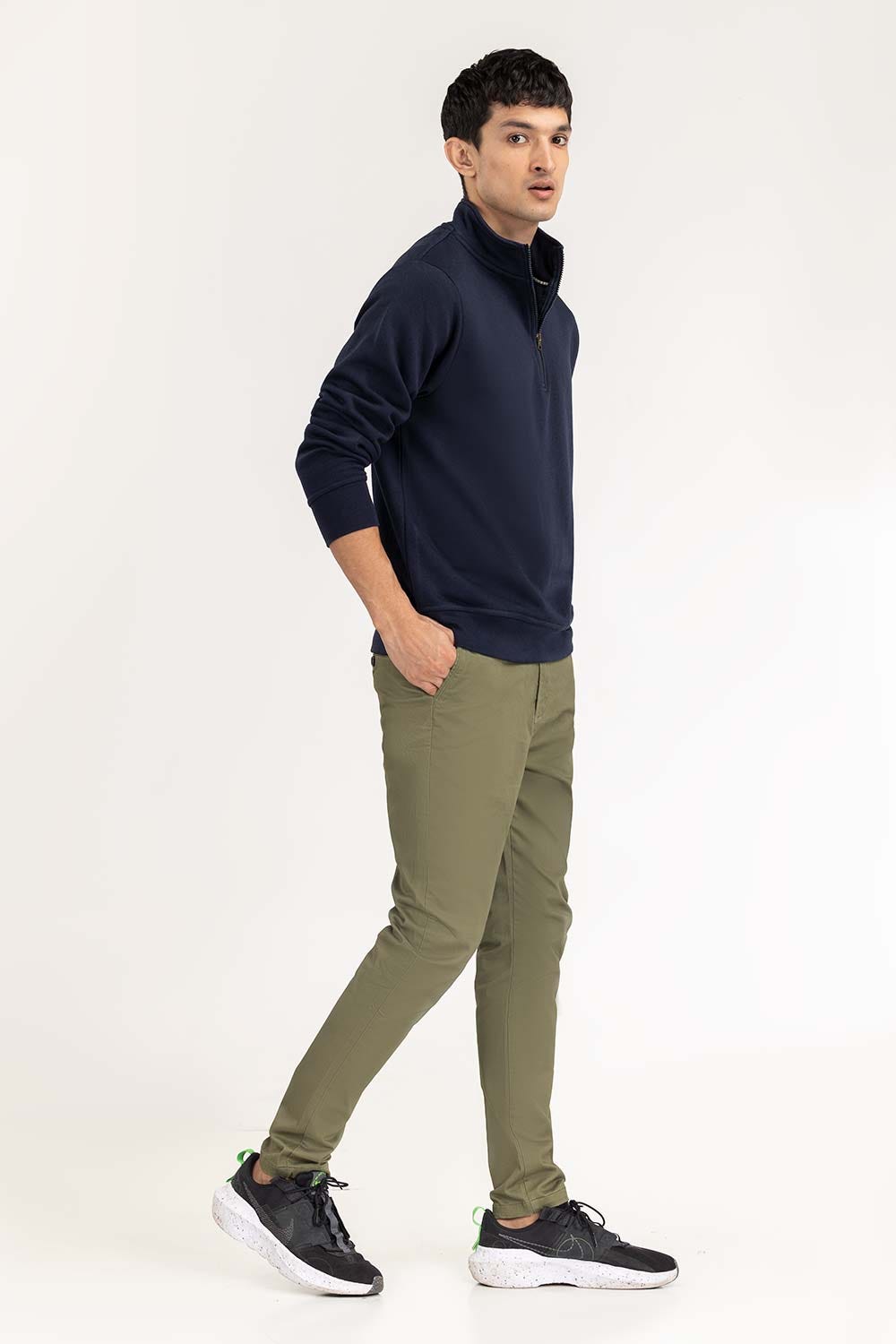 Navy Basic Quarter Zip SweatShirt JKT-KNTMNZ22-090