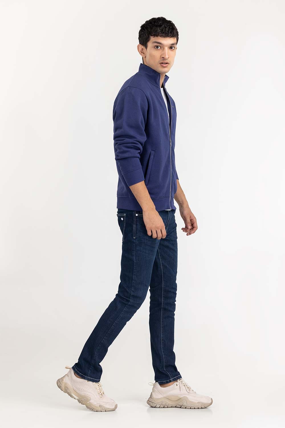 Navy Basic Track Zipper JKT-KNTMNZ22-052