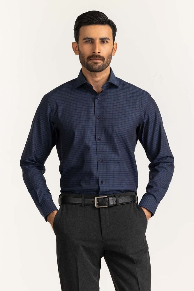 Navy Black Yarn Dyed Formal Shirt MN-FS-YD24-056