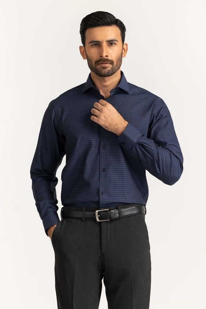 Navy Black Yarn Dyed Formal Shirt MN-FS-YD24-056