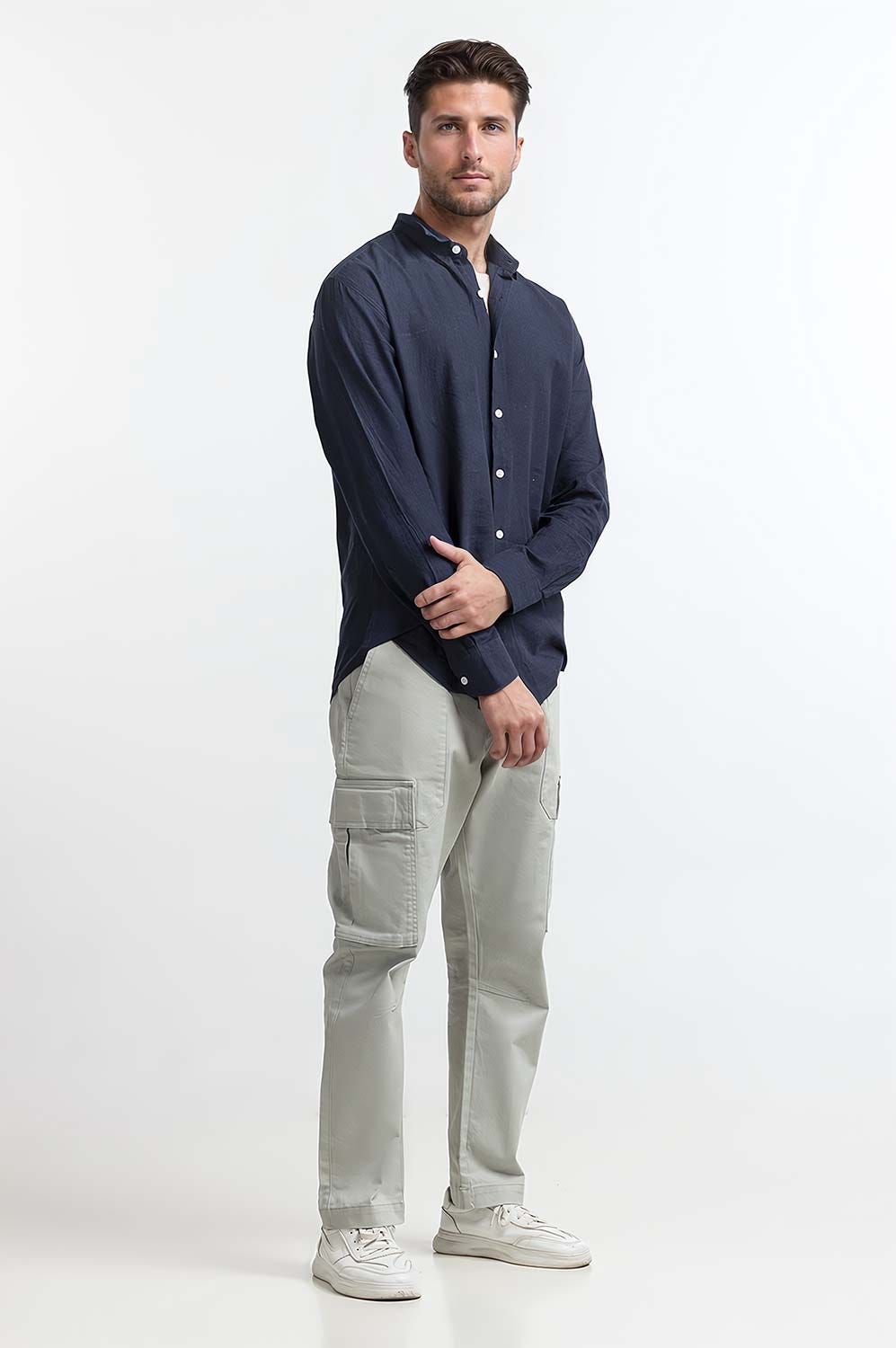 Navy Blue Basic Casual Shirt MN-CS-SS24-013