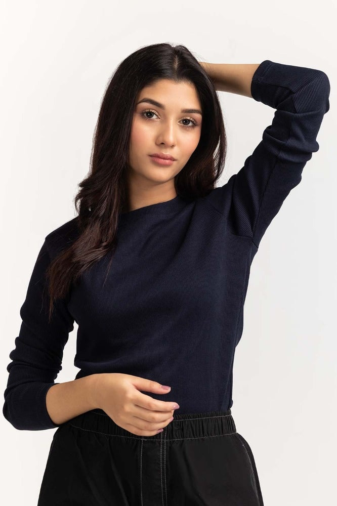 Navy Blue Basic Knitted Top WM-KTP-WS23-220N