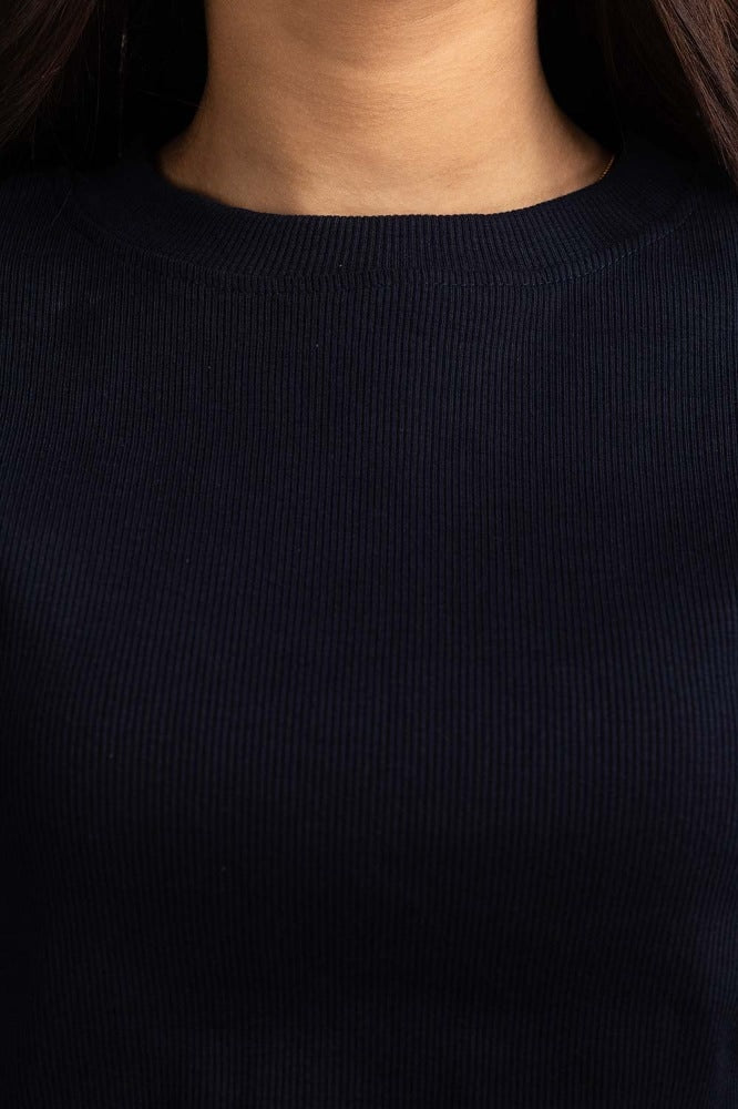 Navy Blue Basic Knitted Top WM-KTP-WS23-220N