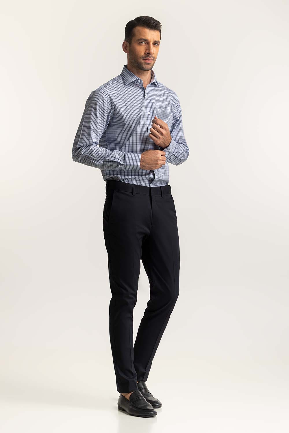 Navy Blue Checkered Formal Shirt MN-FS-YD24-054