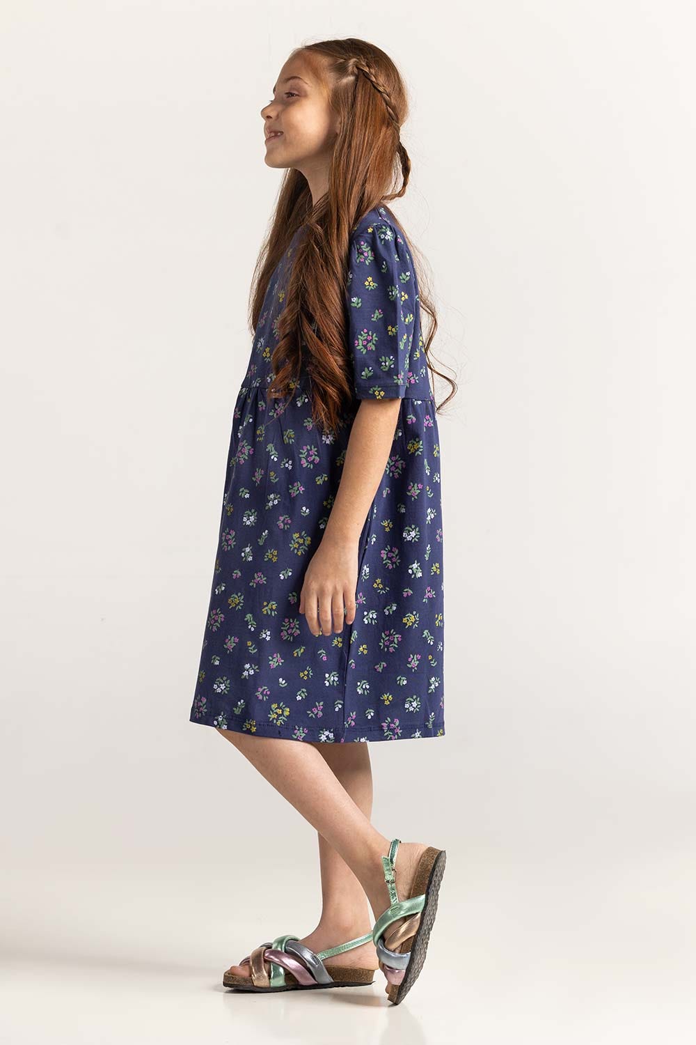 Navy Blue Junior Girl Printed Dress JG-DRS-SS24-403
