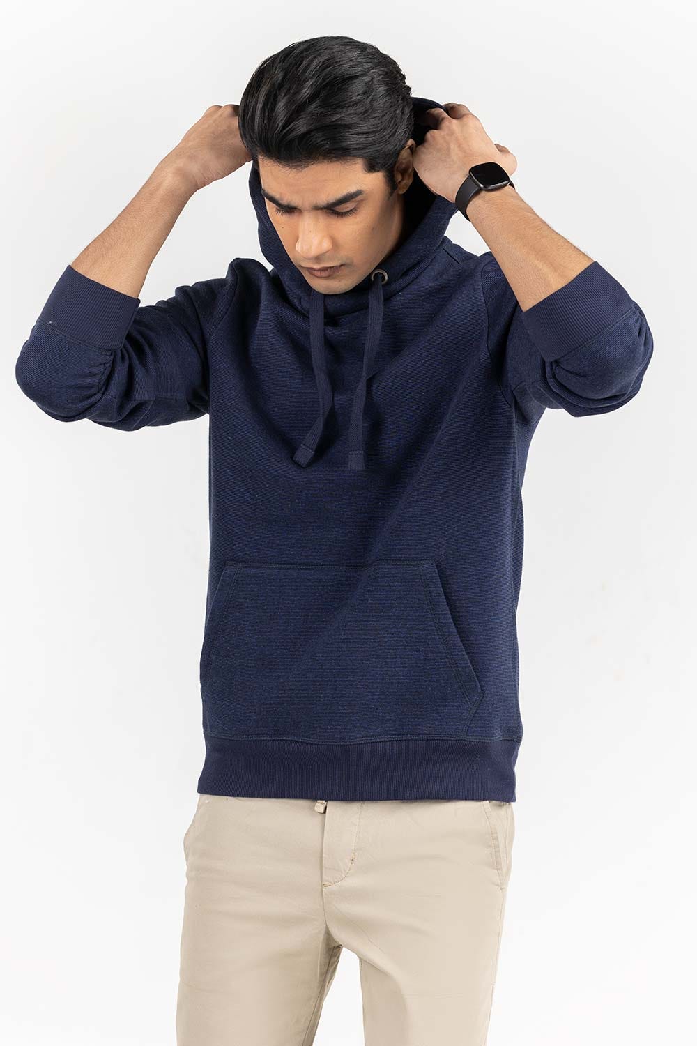 Navy Blue Pull Over Hoodie JKT-KNTPOH22-093