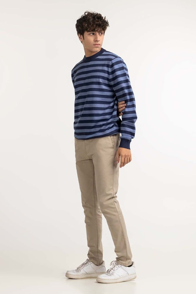 Navy Blue striped Fashion Sweater MN-SWT-WS23-029B