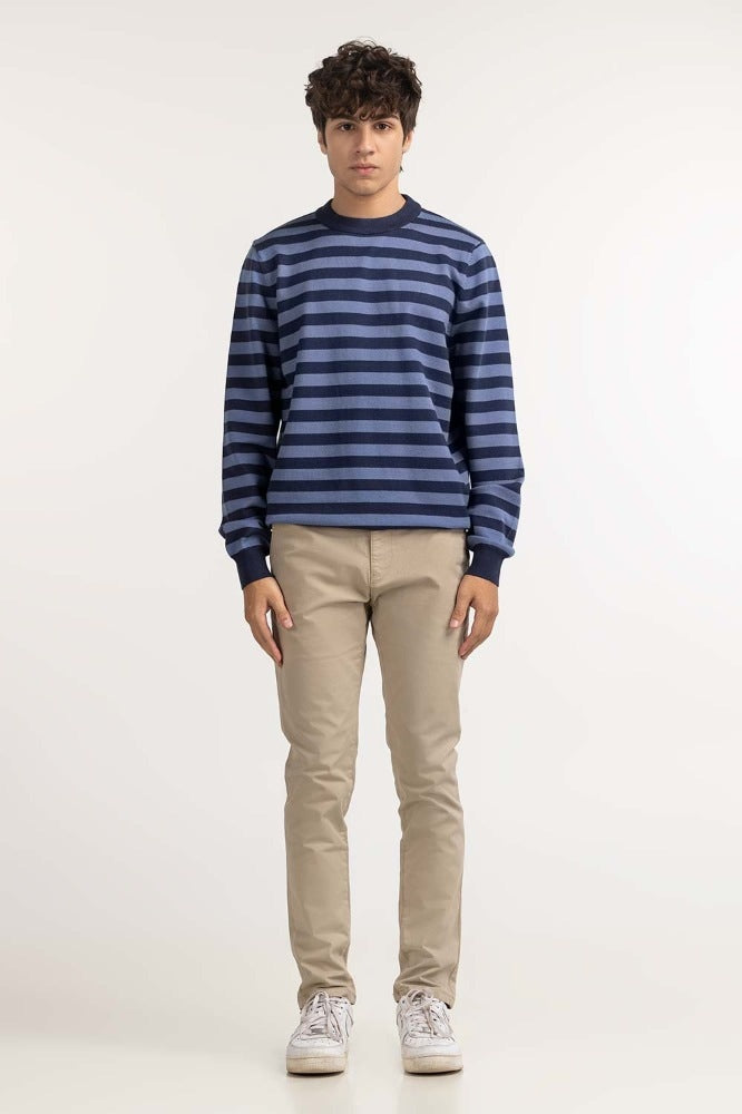 Navy Blue striped Fashion Sweater MN-SWT-WS23-029B