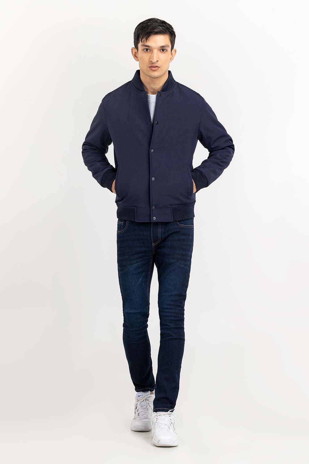 Navy Bomber Jacket JKT-WOV22-009
