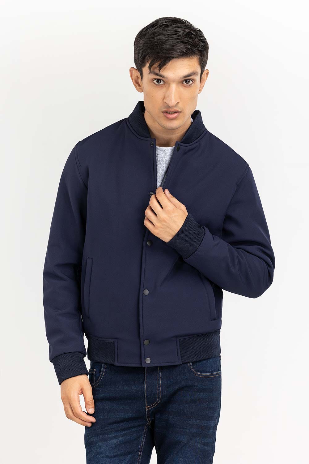 Navy Bomber Jacket JKT-WOV22-009