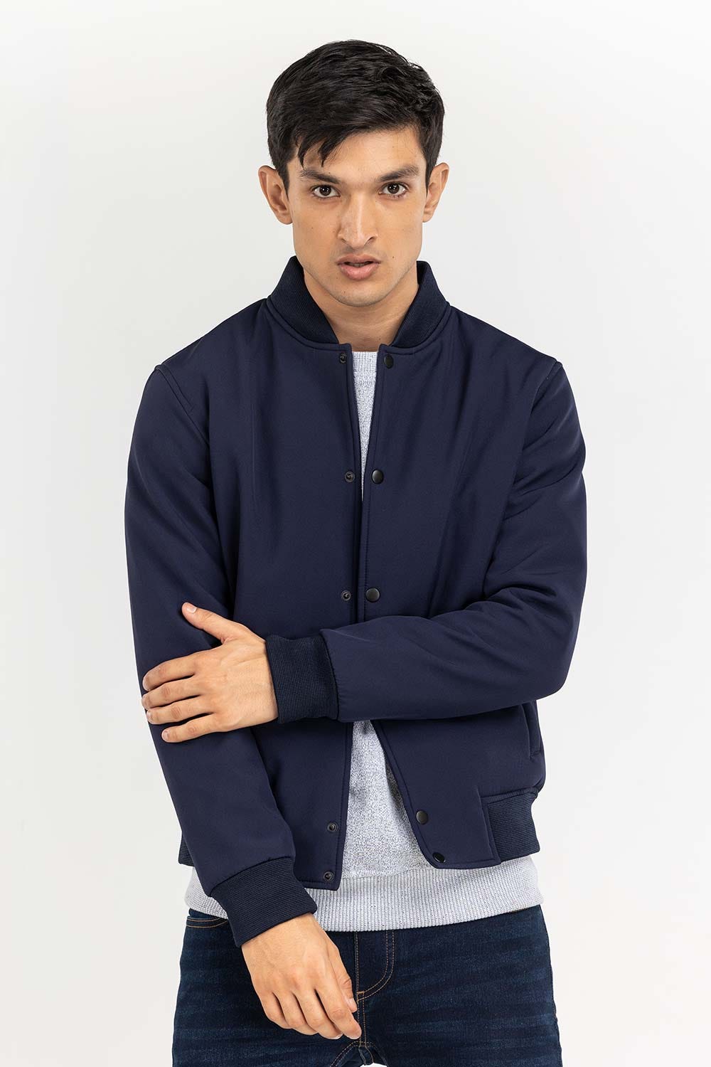 Navy Bomber Jacket JKT-WOV22-009