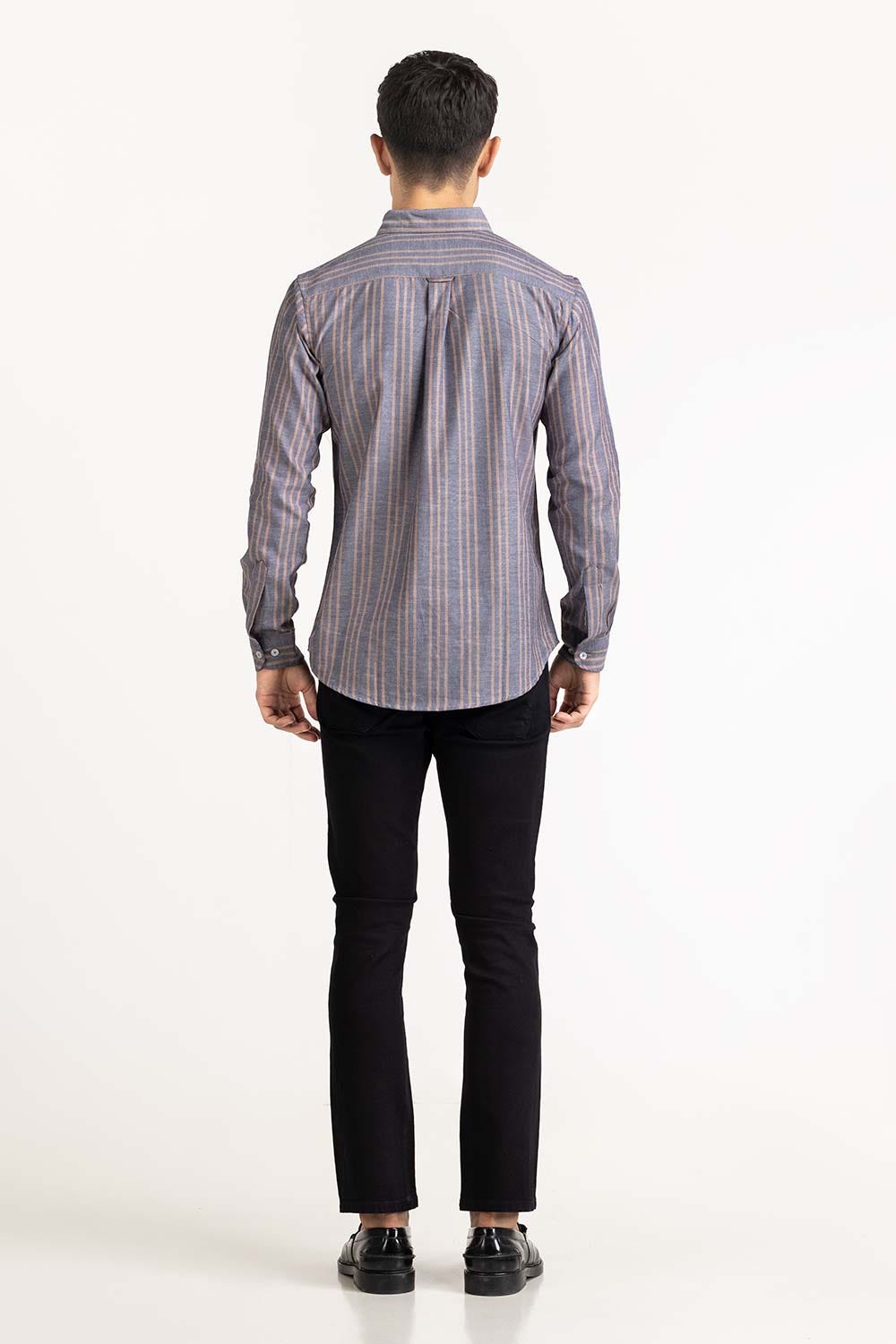 Navy Brown Striped Casual Shirt CS-YD22-031