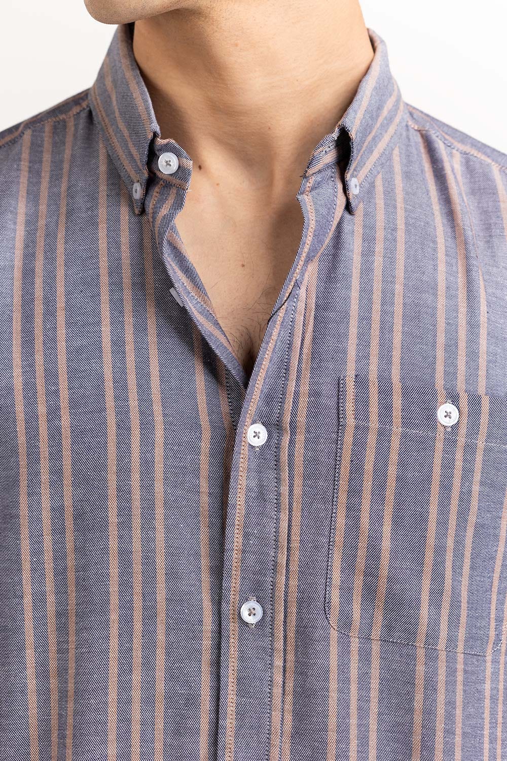 Navy Brown Striped Casual Shirt CS-YD22-031
