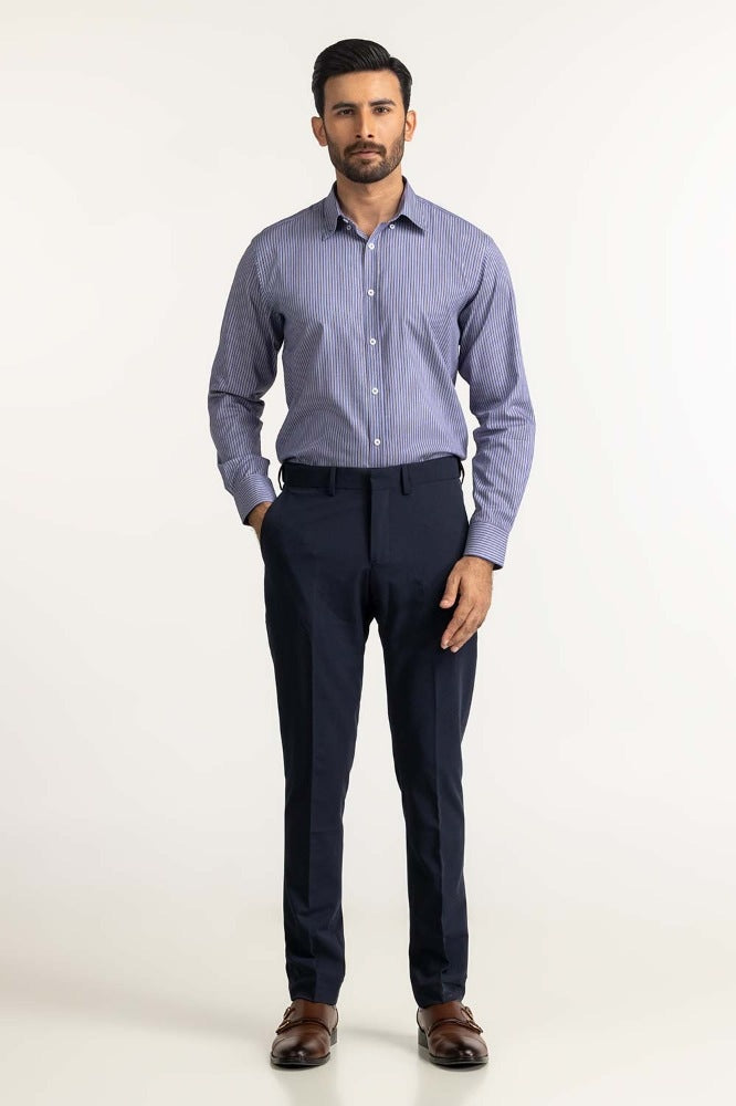 Navy Brown Stripe Formal Shirt MN-FS-YD24-052