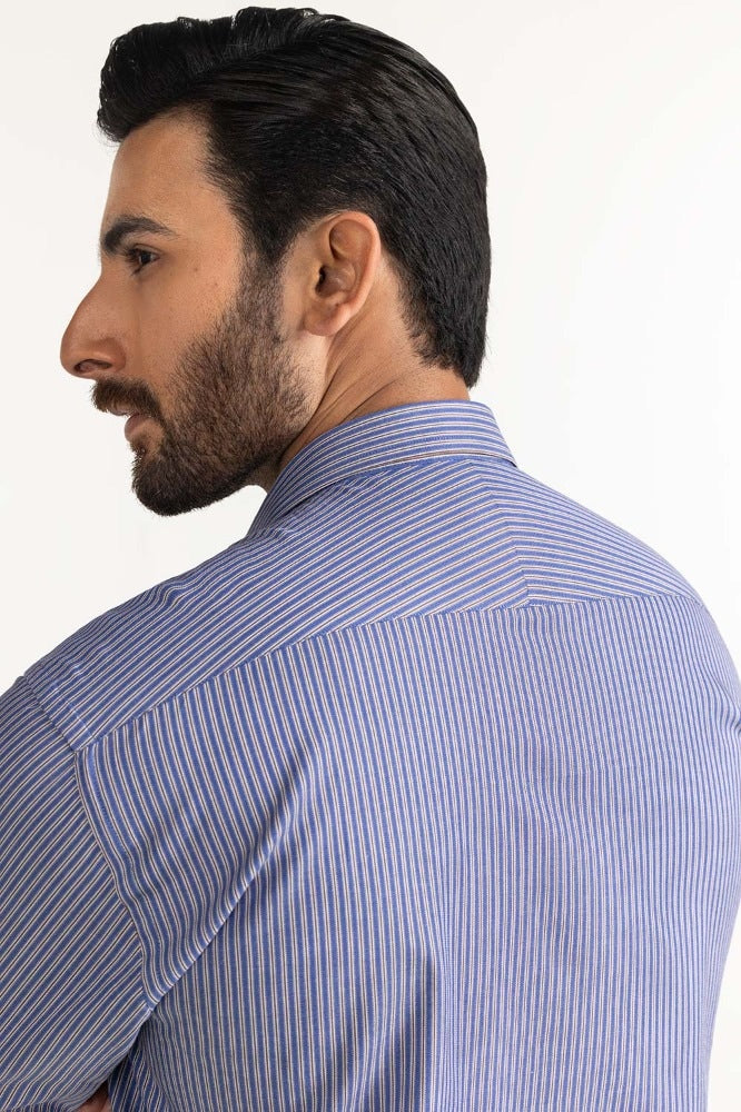 Navy Brown Stripe Formal Shirt MN-FS-YD24-052