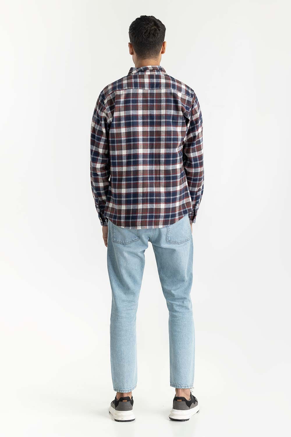 Navy Checkered Button-Down Shirt 224-117-029