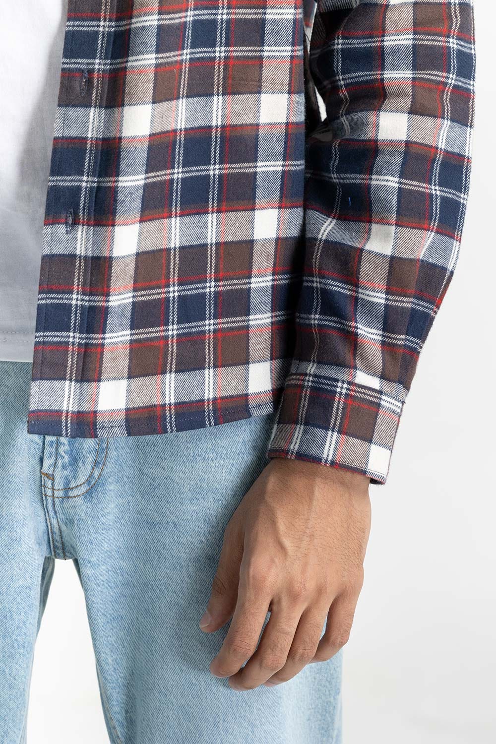 Navy Checkered Button-Down Shirt 224-117-029