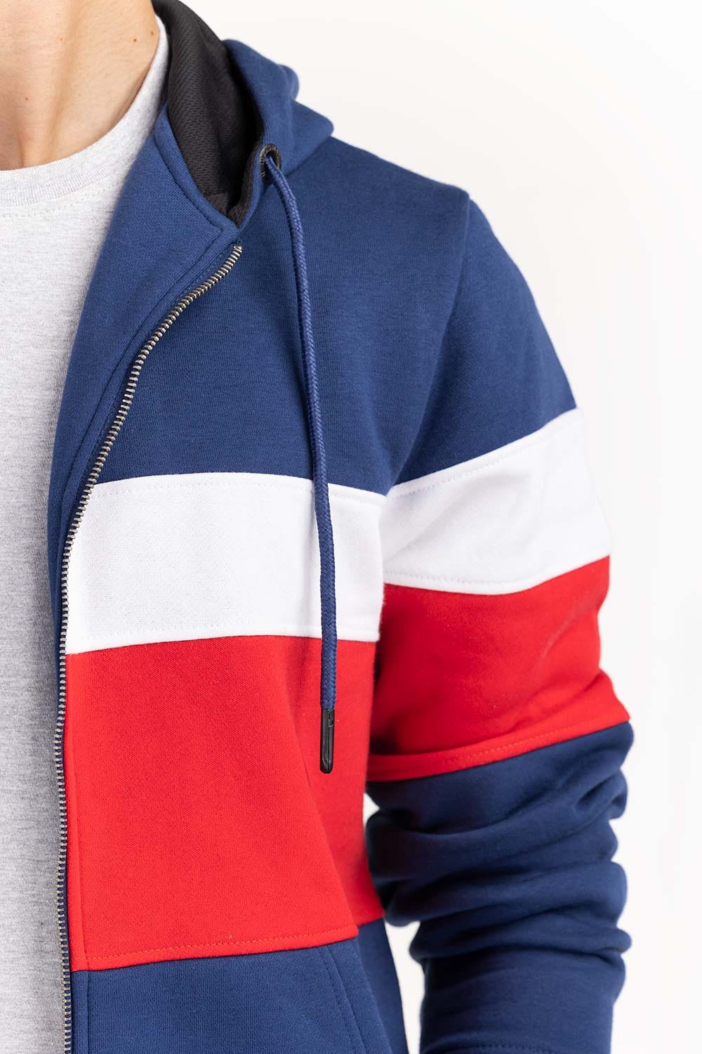 Navy Color Block Zipup Hoodie JKT-KNTHZ22-009