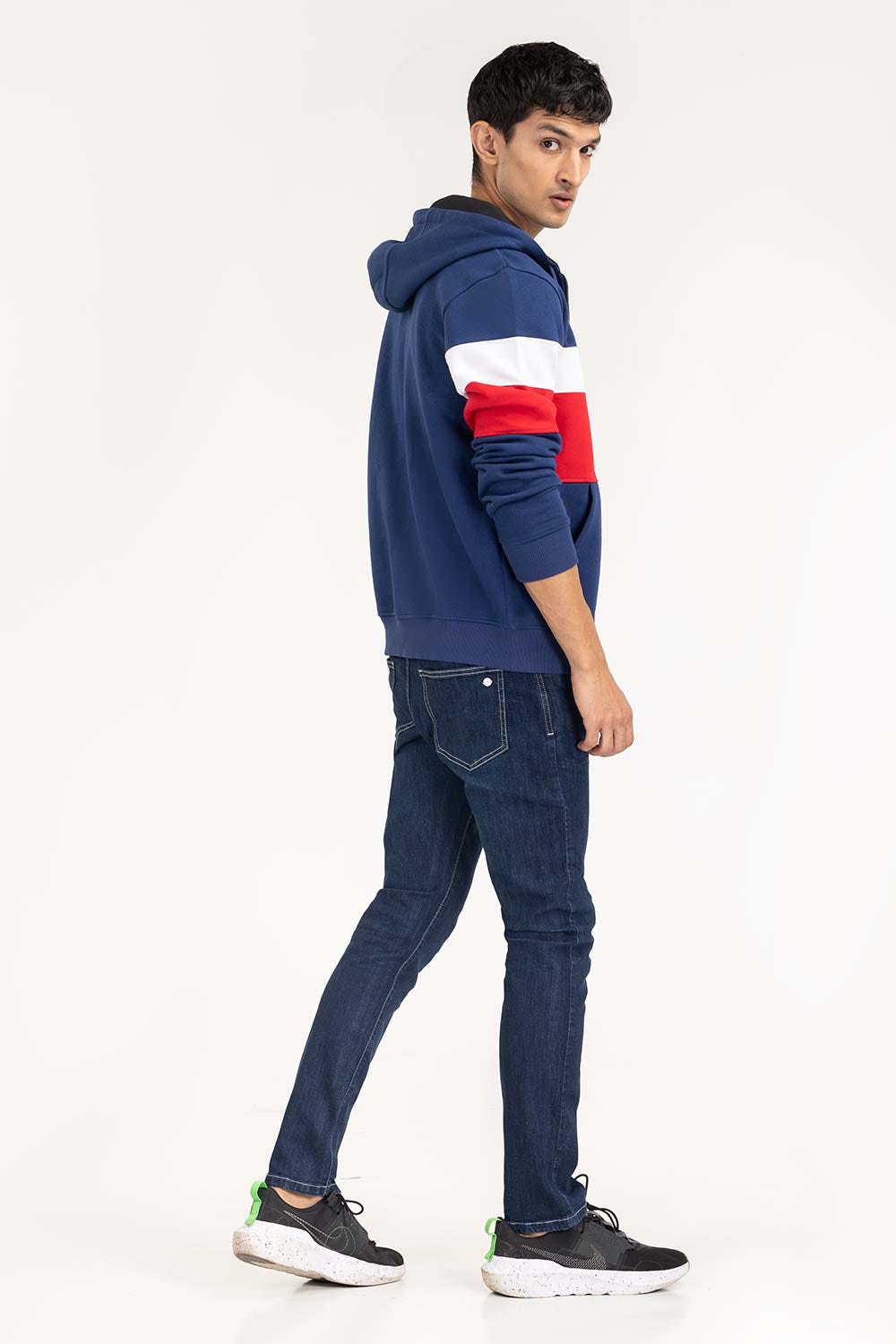 Navy Color Block Zipup Hoodie JKT-KNTHZ22-009
