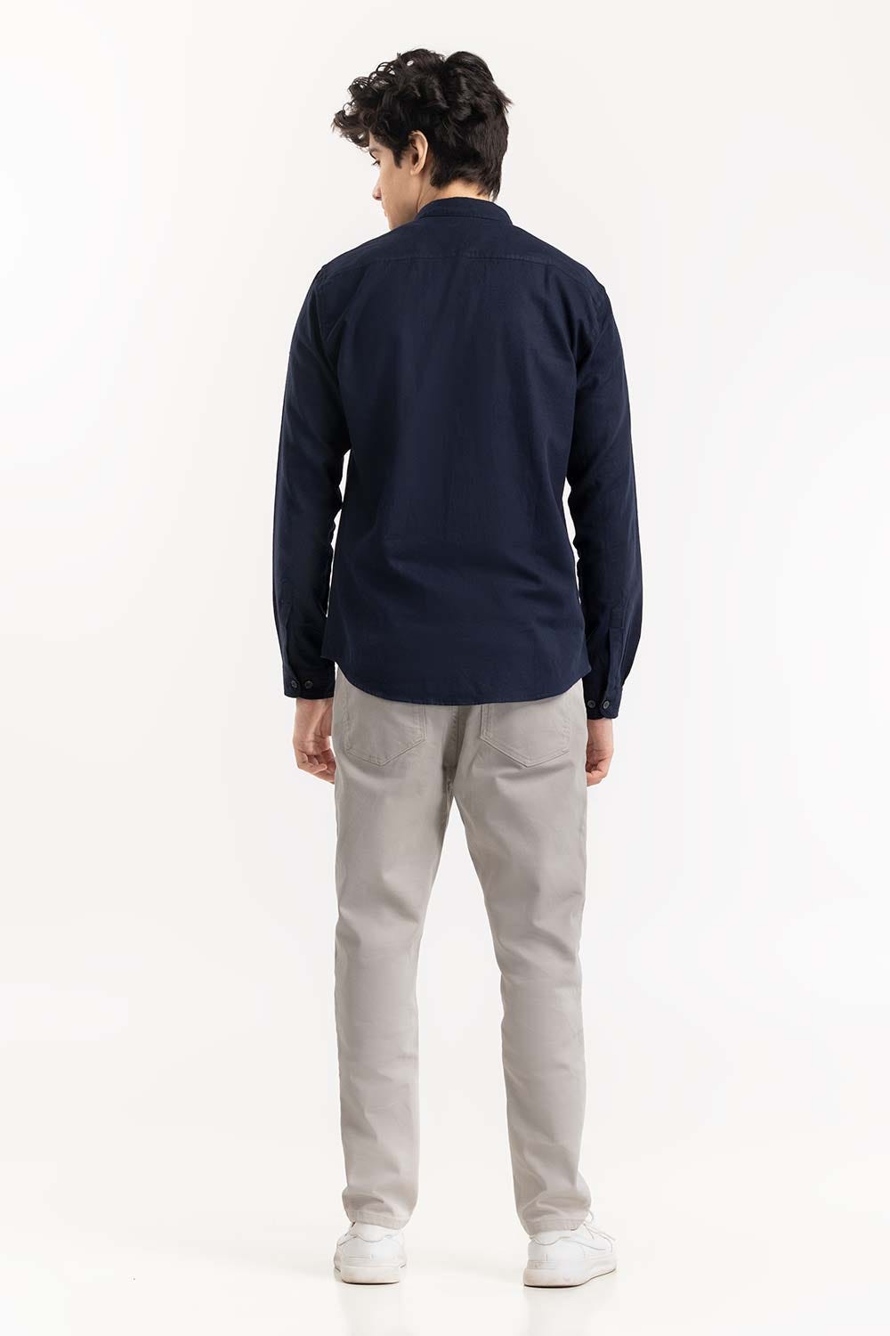 Navy Cotton Button Down Shirt 224-117-050