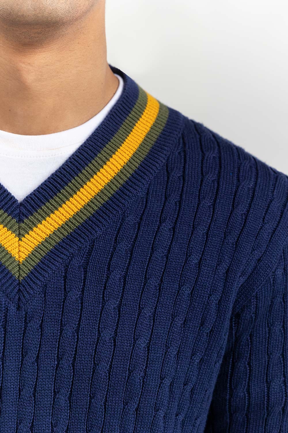Navy Cricket V Neck Sweater SWT-FFSVN22-181